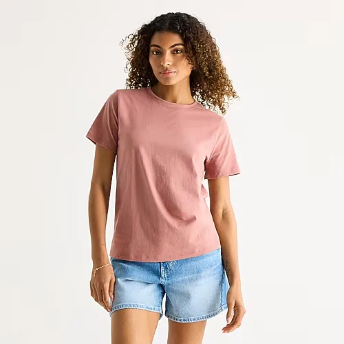 A.N.A Womens Round Neck Short Sleeve T-Shirt, X-small, Pink