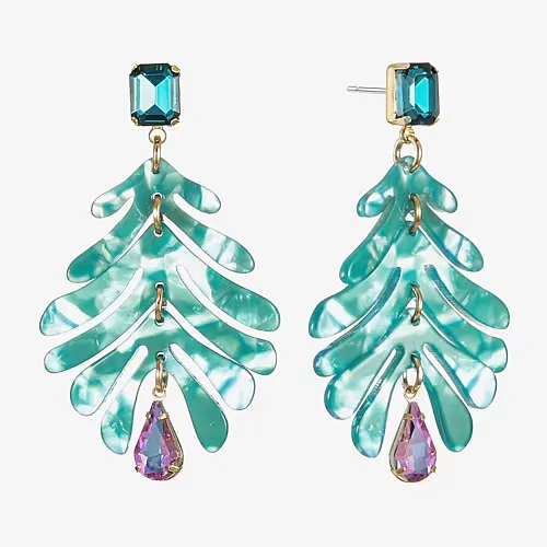Bijoux Bar Womens Blue Glass Drop Earrings, One Size, Blue