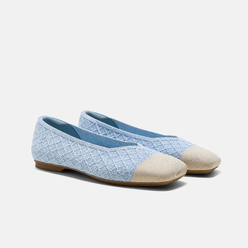 VIVAIA Square-Toe Margot V-Cut Flats (Margot 3.0)|BLUE APRICOT QUILT|US 10