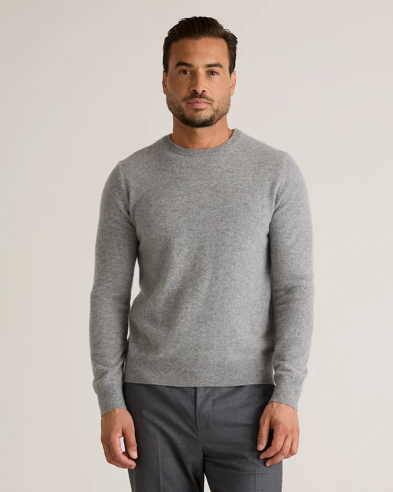 Mongolian Cashmere Crewneck Sweater in Heather Grey