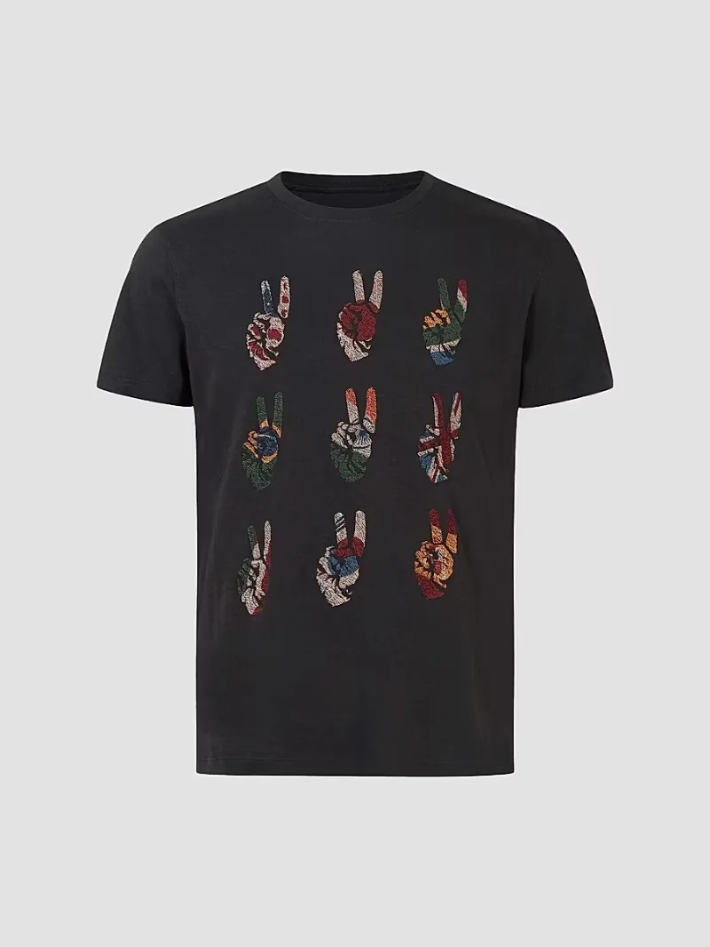Men's Cotton Peace Sign Tee - Black - Size XS