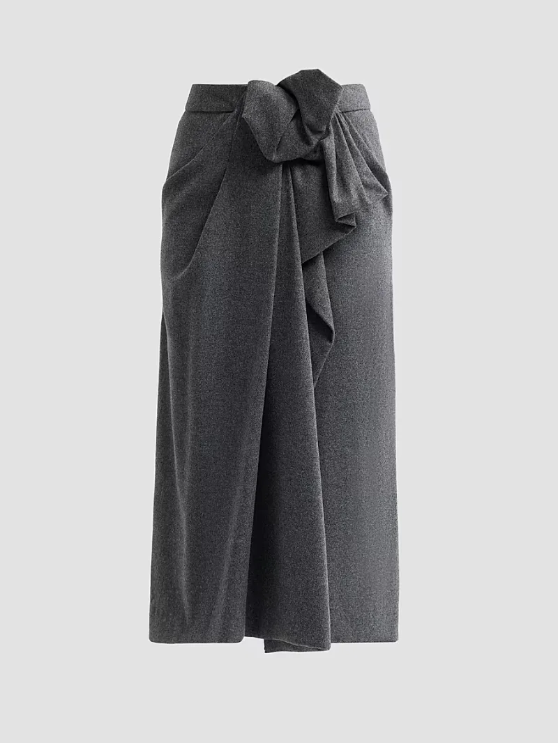 Women's Origami Slit Midi Skirt - Graphite Melange - Size 12