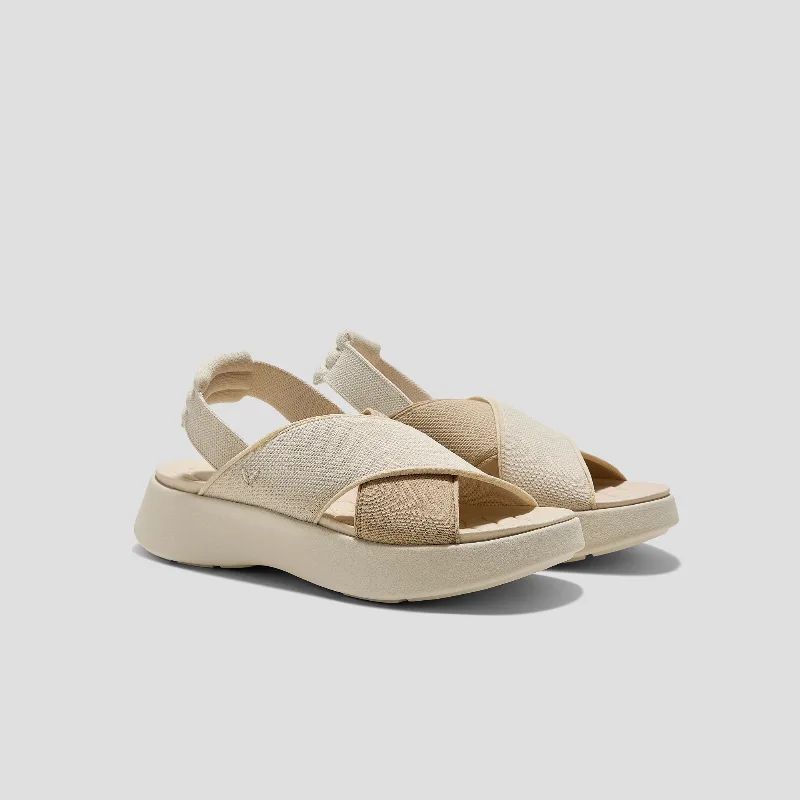 VIVAIA Elastic Back Strap Walker Sandals (Kara 2.0)|CREAM IVORY & NUDE PEACH|US 8