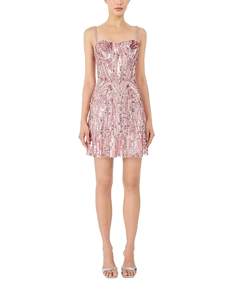 Jenny Packham Rebecca Sequin-Embelished Mini Dress