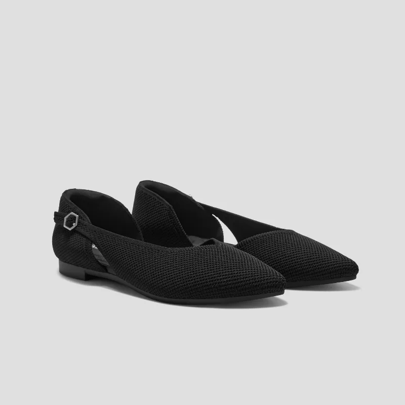 VIVAIA Pointed-Toe D'Orsay Flats (Malory)|BLACK BRICKWORK|5.5-6