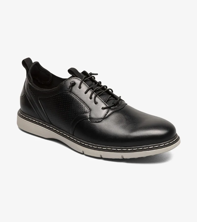 Stacy Adams Shoes Score Plain Toe Elastic Lace Up Black Size 10