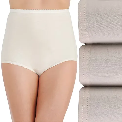 Vanity Fair Perfectly Yours Tailored Cotton 3 Pack Brief Panty - 15320, 9, Beige