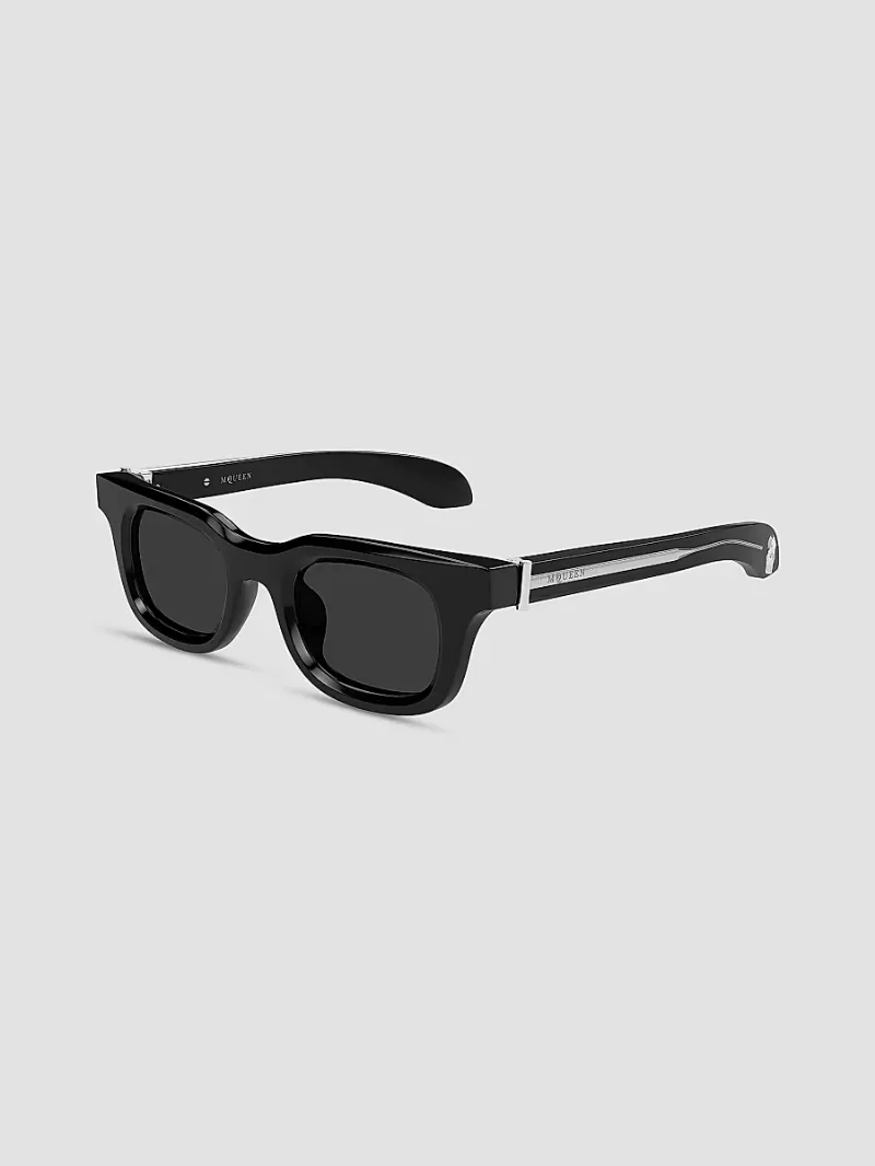 McQueen Men's Skull Hardware 46MM Square Sunglasses - Black