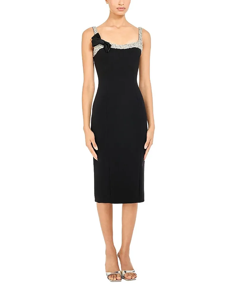 Jenny Packham Lucy Crystal-Embellished Bow Midi Dress