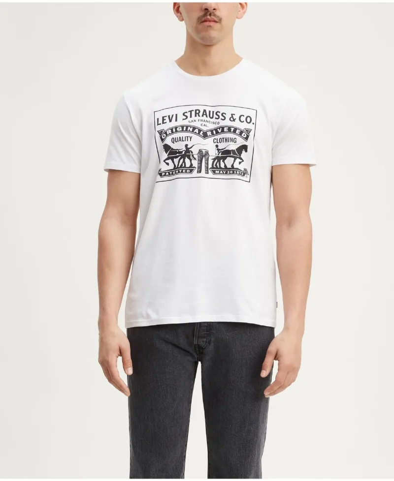 Levi's Men's 2-Horse Graphic Regular Fit Crewneck T-shirt - White