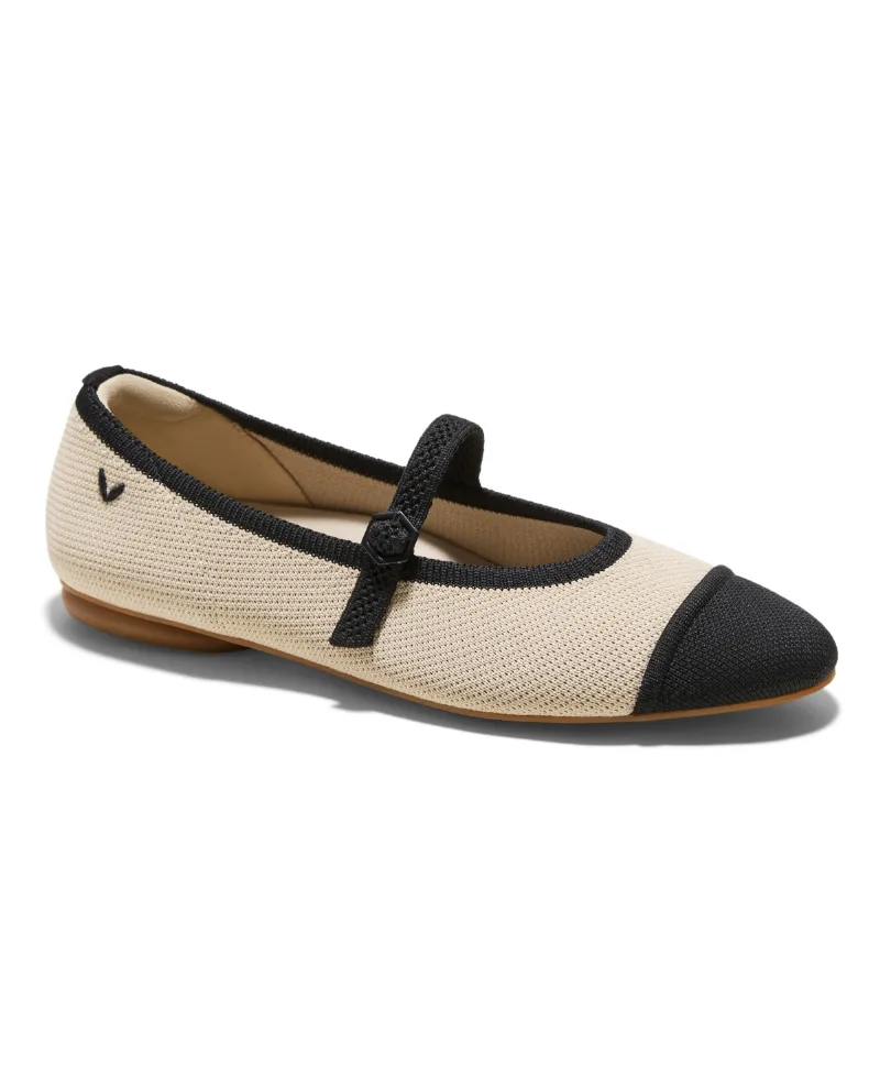 Vivaia Women's Tamia Mary Jane Almond-Toe Mary Janes AdaptAll - Almond/black