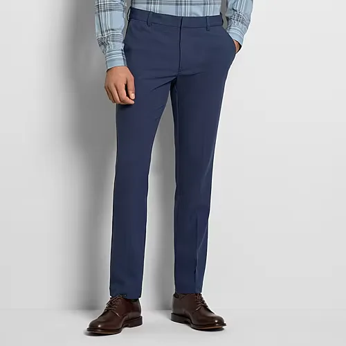 Van Heusen Everyday Defense Stain Shield Mens Slim Fit Dress Flat Front Pant, 34 34, Blue