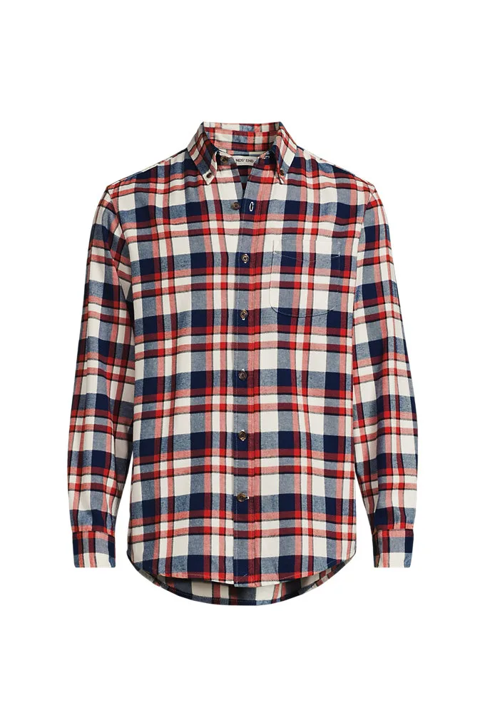 Men's Tall Long Sleeve Flagship Flannel Shirt - Lands' End - Blue - L