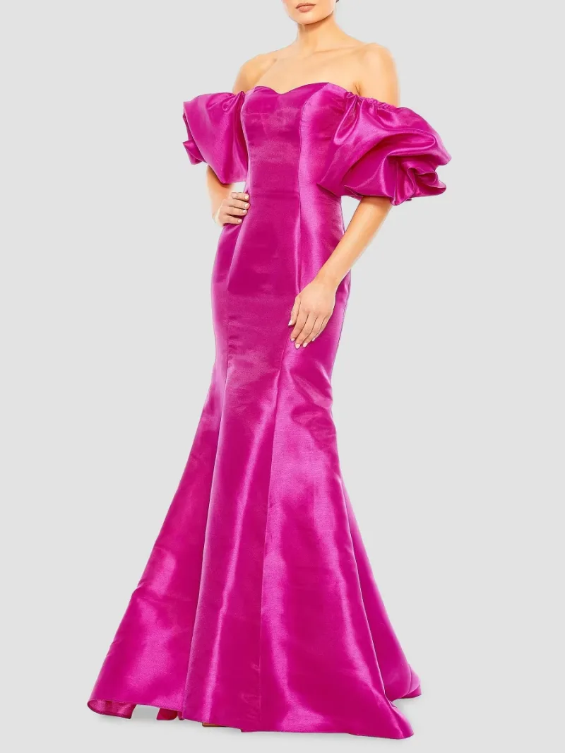Mac Duggal Women's Sweetheart Off-The-Shoulder Puff-Sleeve Gown - Fuchsia - Size 2