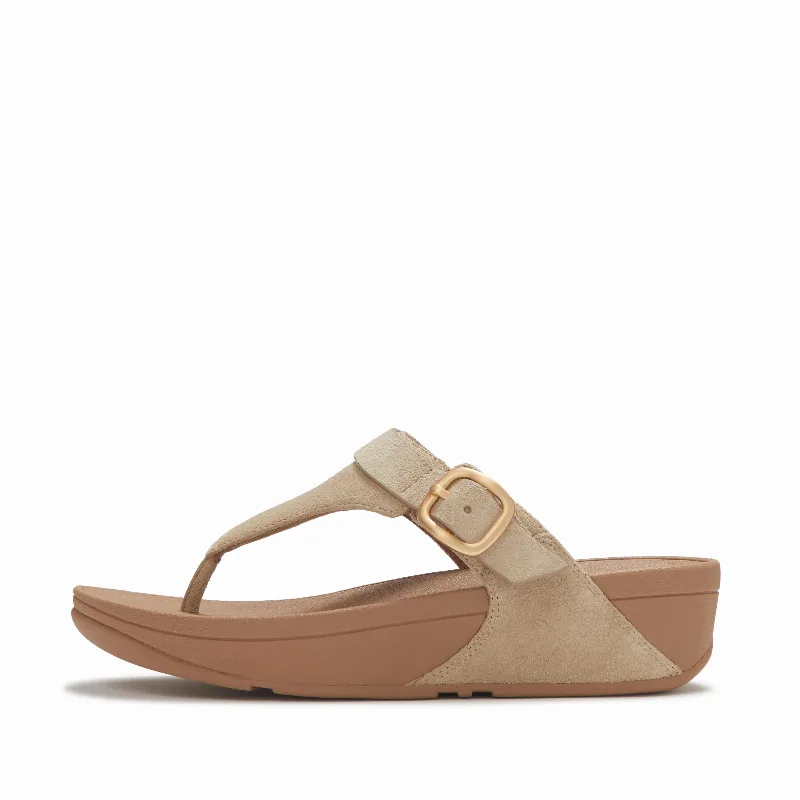 LULU Buckle Suede Toe-Post Sandals