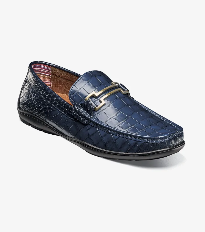 Stacy Adams Shoes Embrey Moc Toe Bit Slip On Navy Size 11.5