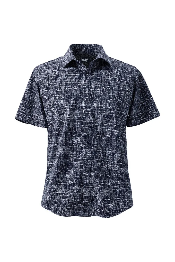 Unisex Performance French Placket Short Sleeve Shirt - Lands' End - Blue - XXS