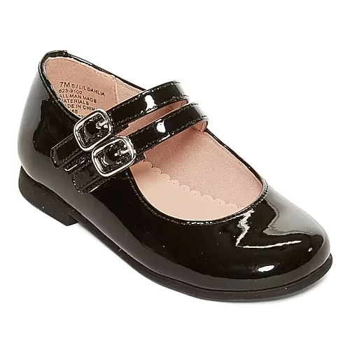 Christie & Jill Toddler Girls Lil Dahlia Round Closed Toe Mary Jane Shoes, 8 Medium, Black
