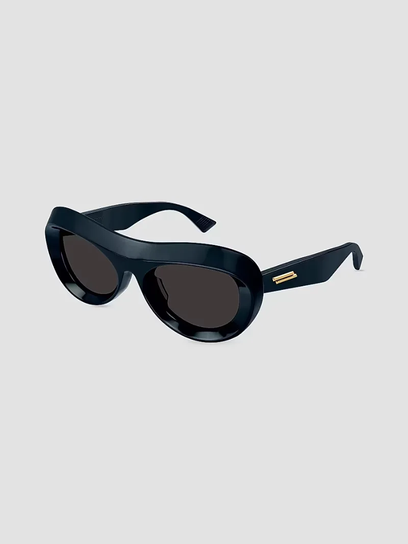 Bottega Veneta Men's Scoop 54MM Oval Sunglasses - Navy Blue Dark Grey