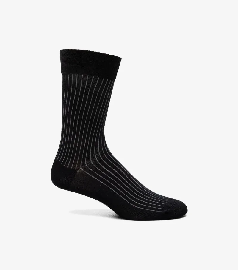 Florsheim Shoes Ribbed Men's Crew Dress Socks Black