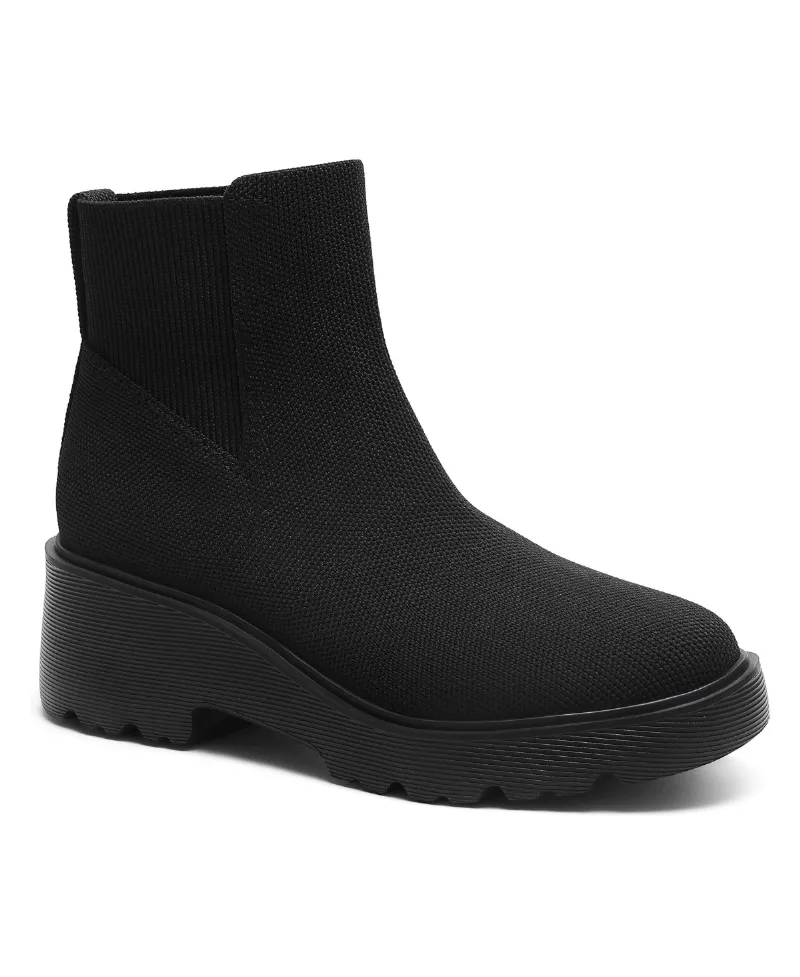 Vivaia Women's Everly Round-Toe Chunky-Platform Slip-On Boots - Black water rpt