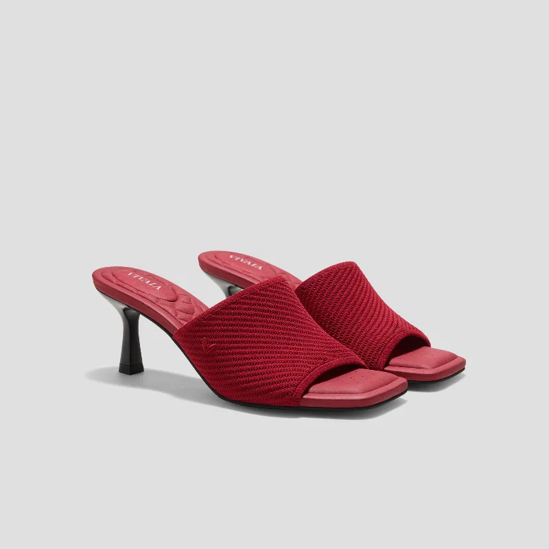 VIVAIA Square-Toe Slide Sandals (Aimee)|RUBY RED WHEAT HERRINGBONE|US 9.5