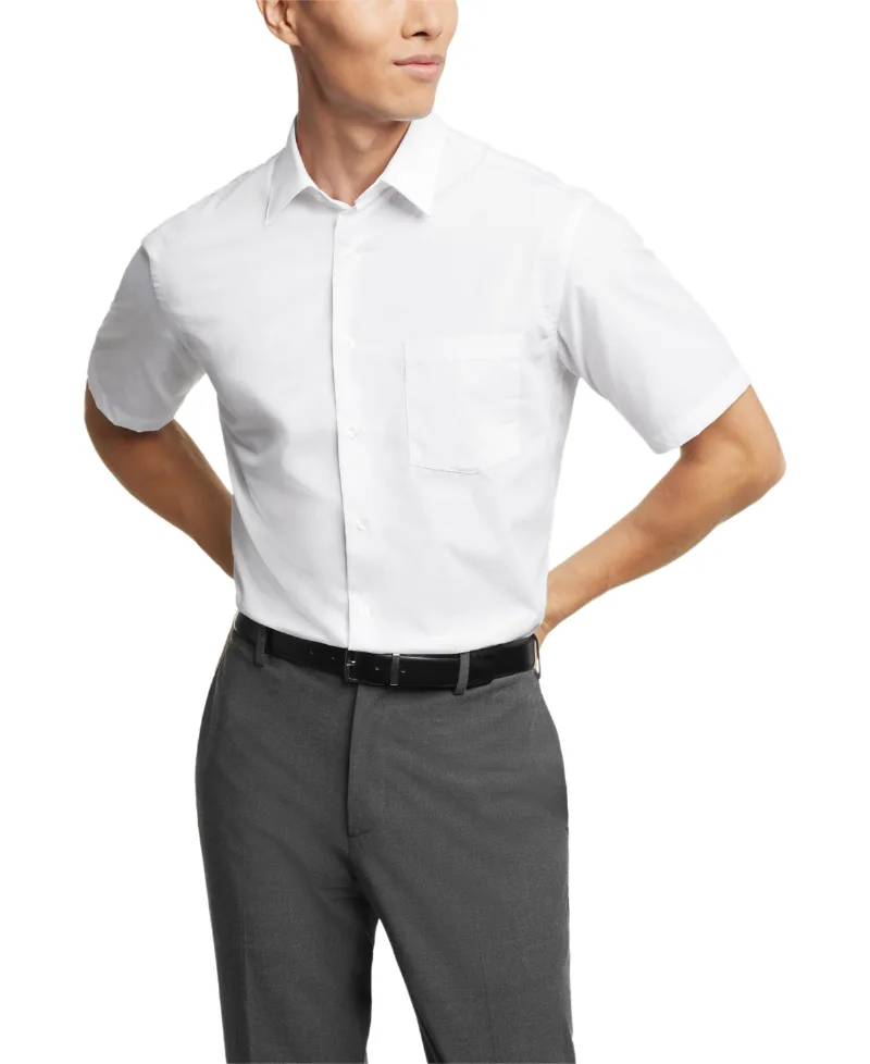 Van Heusen Poplin Solid Short-Sleeve Dress Shirt - White