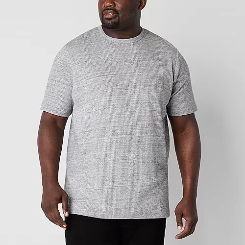 Shaquille O'Neal XLG Ribbed Dropneedle Mens Crew Neck Short Sleeve Big and Tall T-Shirt, 2x-large, Gray