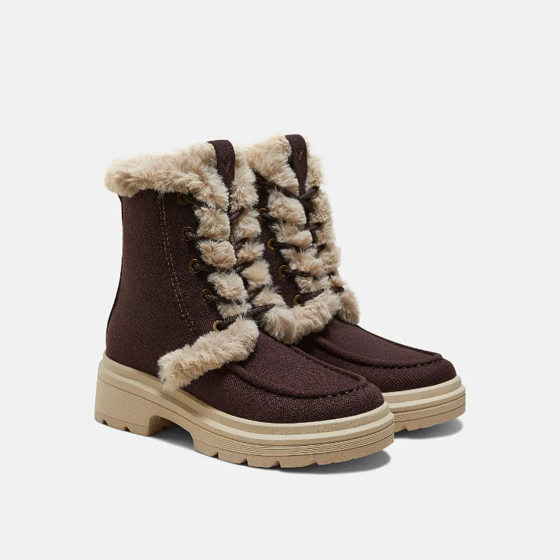 VIVAIA Faux Fur Water-Repellent Lightweight Warm Boots (Terry)|DK.CHOCOLATE WOOL WATER PRF|US 9.5