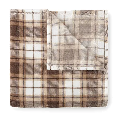 Home Expressions Velvet Plush Blanket, One Size, Beige