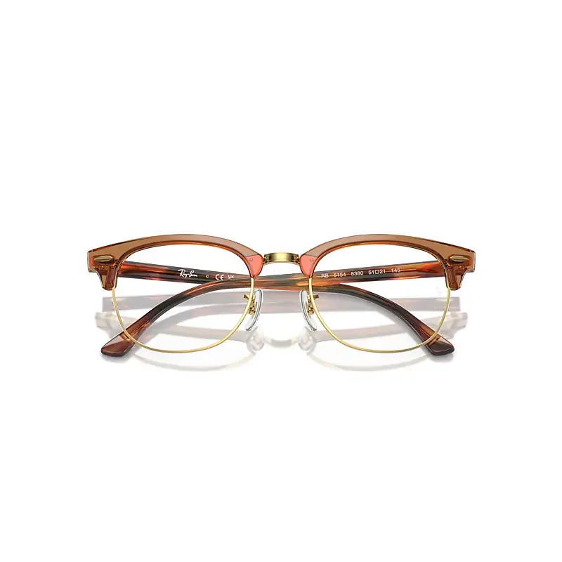 Ray-Ban Clubmaster Optics Limited Optical Havana Brown Frame Clear Lenses Polarized 51-21