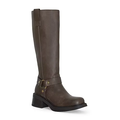 RM Rebecca Minkoff Womens Sona Stacked Heel Motorcycle Boots, 9 Medium, Brown