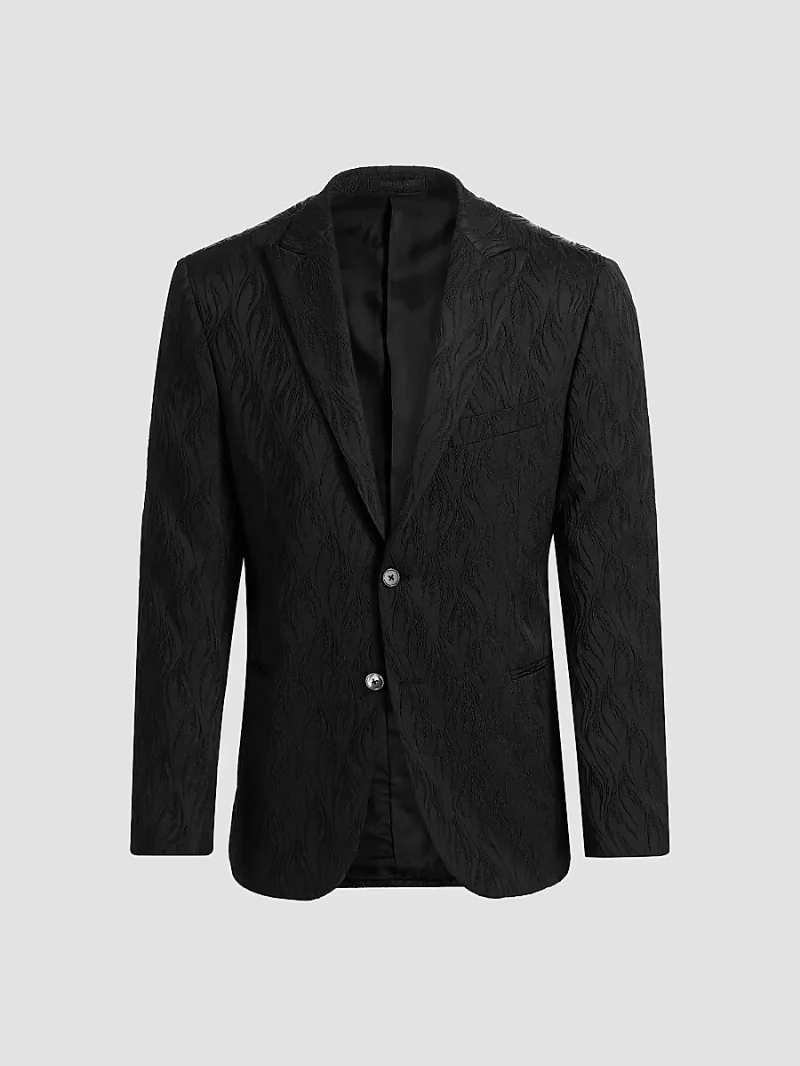 Corneliani Men's Black Flame Single-Breasted Evening Jacket - Black - Size 44
