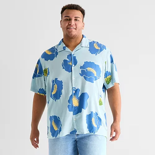Arizona Mens Short Sleeve Classic Fit Big and Tall Button-Down Shirt, 2x-large, Blue