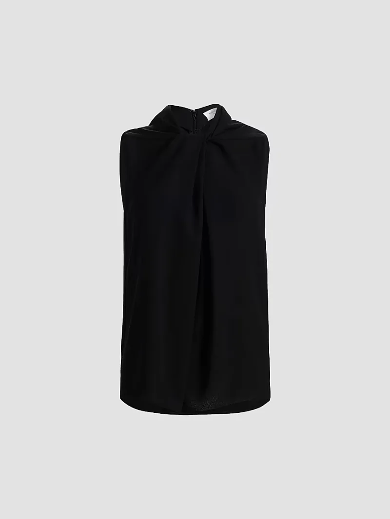 Women's Knotted Virgin Wool Top - Black - Size Medium