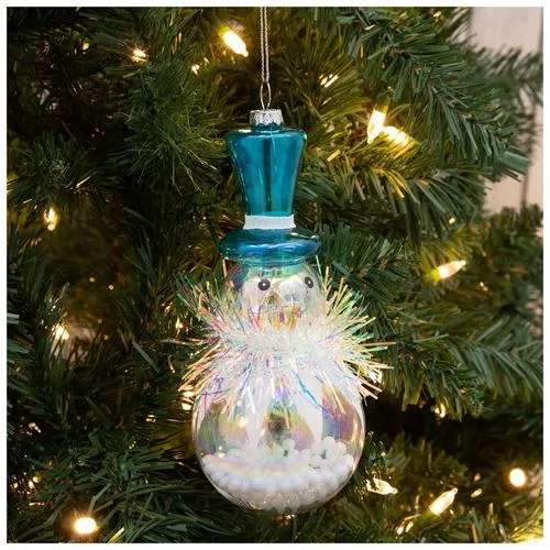 Blue - Shaker Snowman Ornament