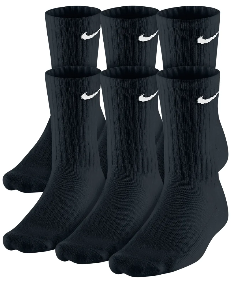 Nike Men's Cotton Crew Socks 6-Pack - Black