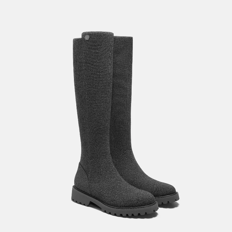 VIVAIA Round-Toe Stretchy Wool Knee-High Boots (Filipa)|RICH GREY|9-9.5