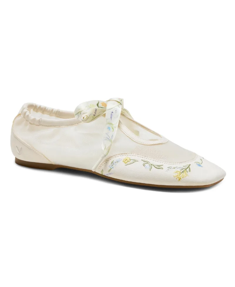Vivaia Women's Ciara Square-Toe Organza Sneakerinas - Cream-french floral emb