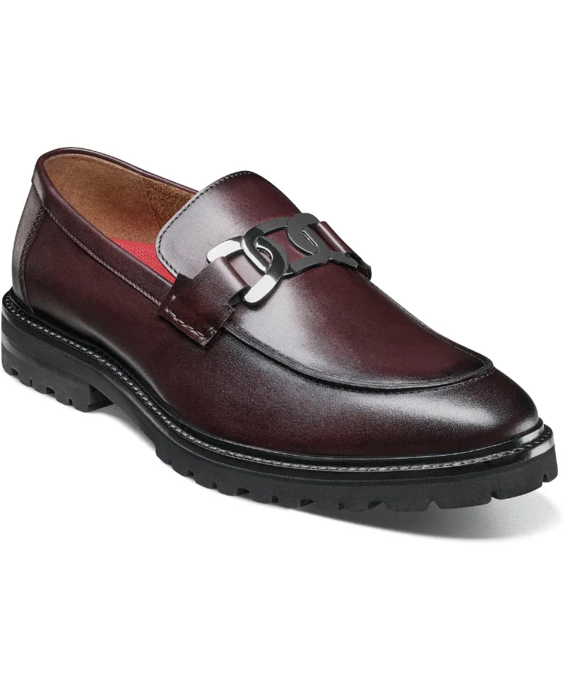 Stacy Adams Men's Hale Moc Toe Bit Slip On Loafer - Bordeaux