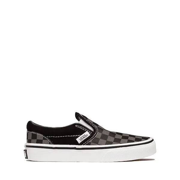Vans Slip-On Checkerboard Skate Shoe - Little Kid / Big Kid - Black / Grey