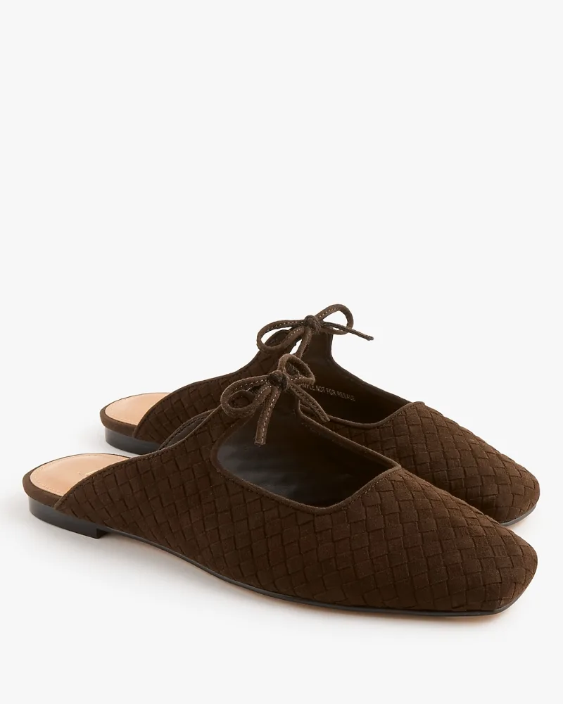 Sueded woven tie mules