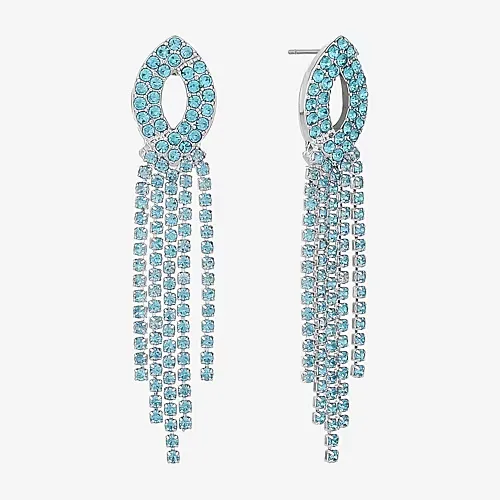 Monet Jewelry Timeless Silver Tone Womens Glass Hypoallergenic Chandelier Earrings, One Size, Blue