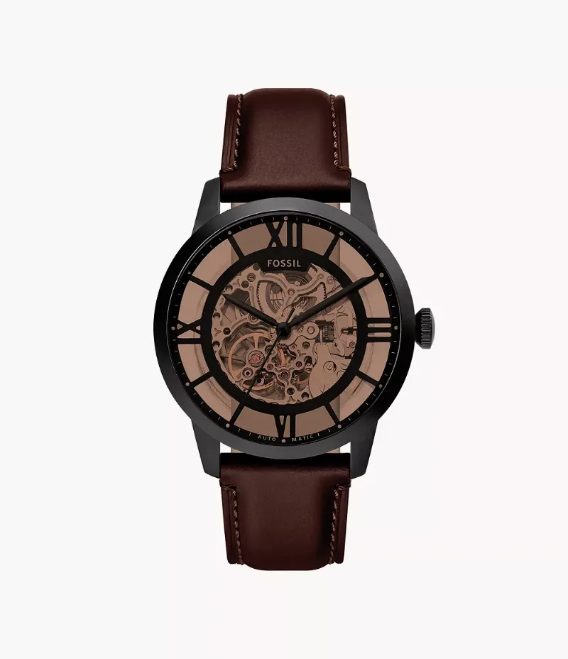 Townsman 44 mm Automatic Dark Brown Leather Watch
