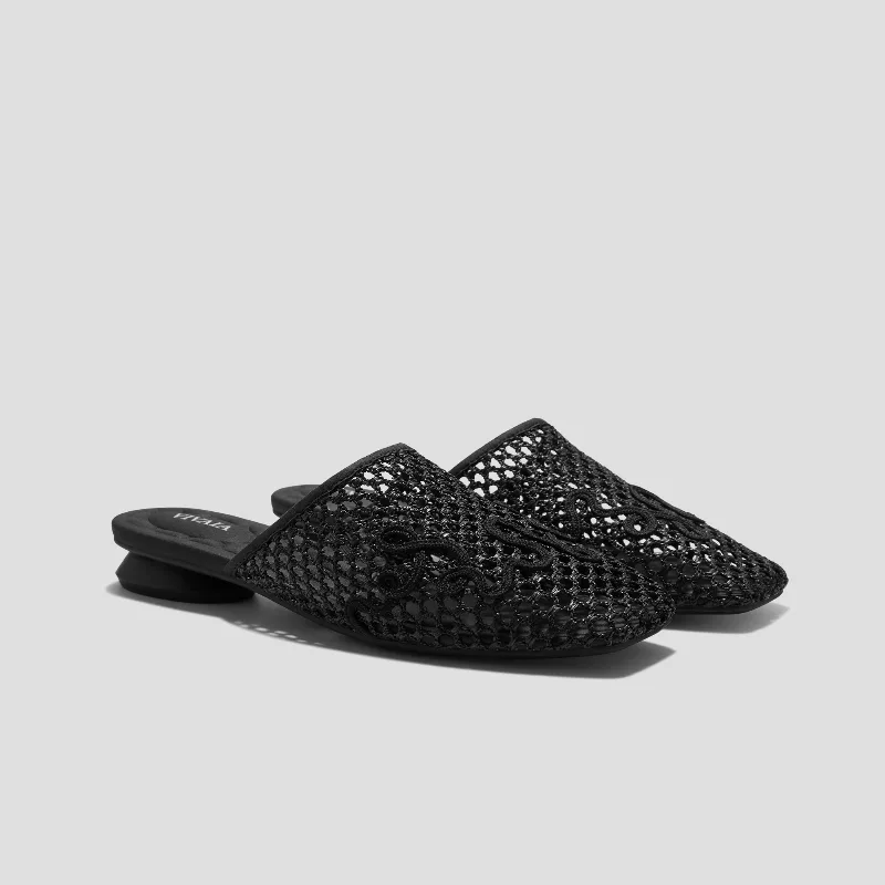VIVAIA Square-Toe Mesh Sandals (Maura)|BLACK|5.5-6