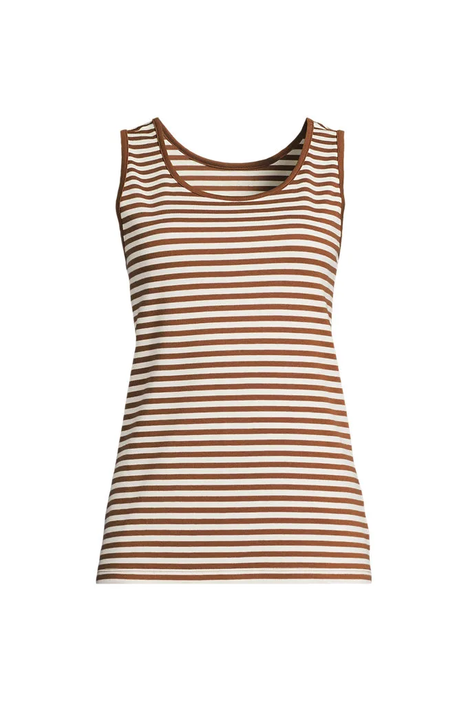 Women's Petite Cotton Tank Top - Lands' End - Brown - XL