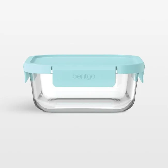 Bentgo Soft Aqua 37.2-oz Leak-Proof Square Glass Food Storage Container with Plastic Lid