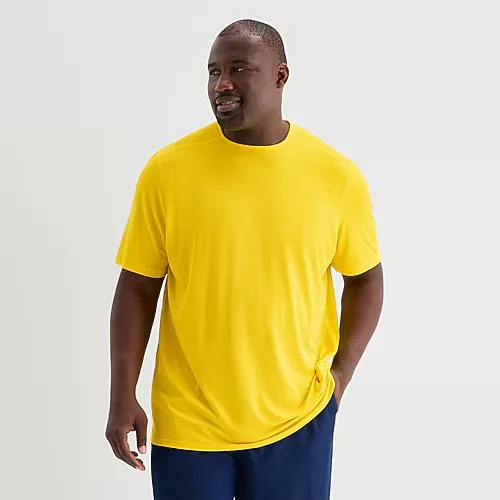 Xersion Mens Crew Neck Short Sleeve Quick Dry Active Big and Tall T-Shirt, 3x-large Tall, Yellow