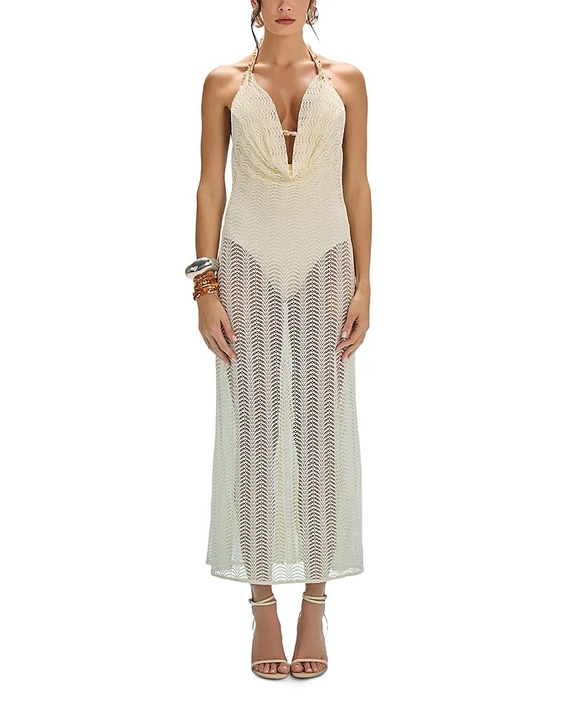 PatBO Wave Mesh Beach Cover Up Dress