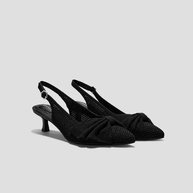 VIVAIA PointEase™ Bow Slingback Heels (Sanna)|BLACK FISHNET|US 5.5